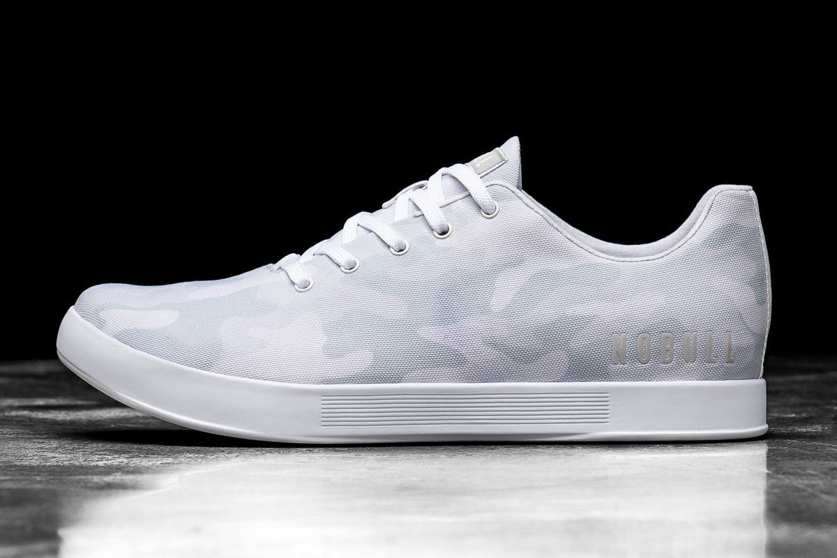 Nobull Canvas Men\'s Trainers White Camo | Australia (DX2980)